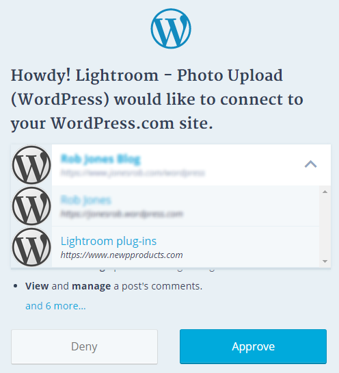 Photo Upload (WordPress) authentication with WordPress