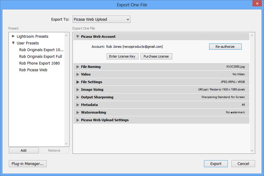Export window - Authorise 5
